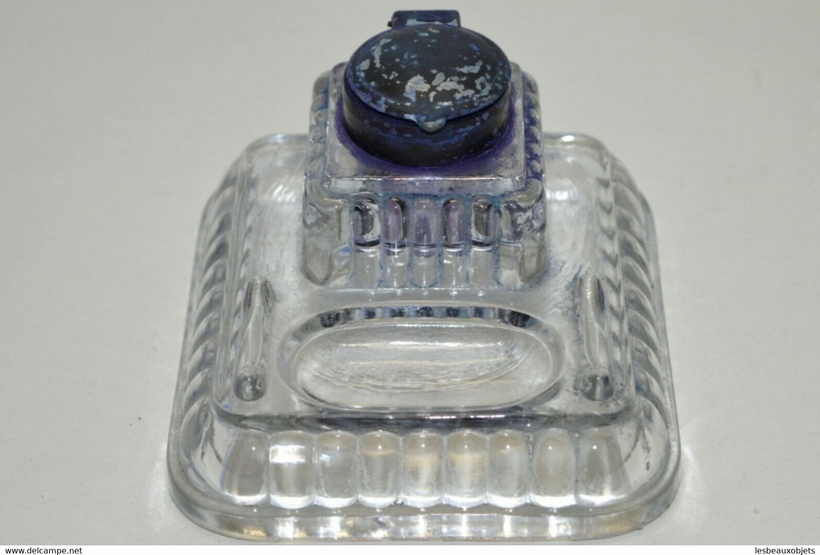 ANCIEN ENCRIER De BUREAU En VERRE JUS DE GRENIER à NETTOYER COLLECTION INKWELL - Inkwells