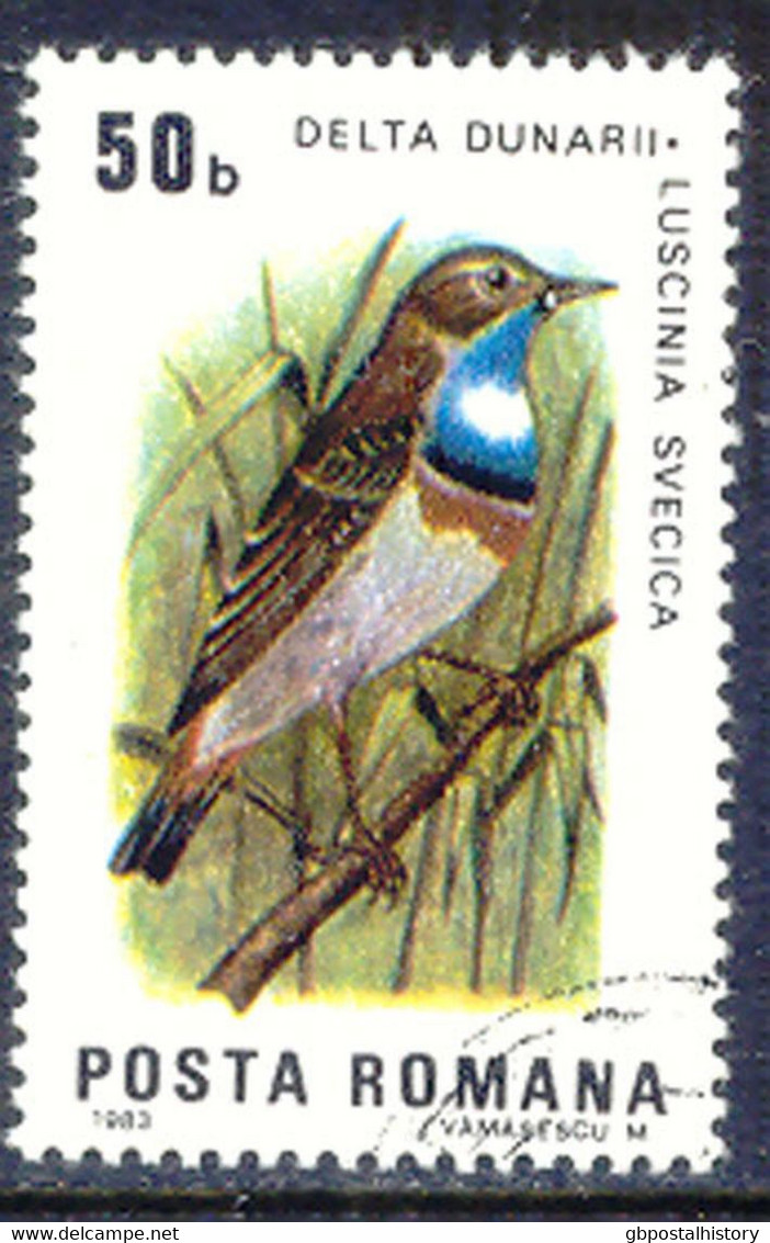 RUMÄNIEN 1983 Vögel Des Donaudeltas 50B Weißsterniges Blaukehlchen Gest. ABART - Variedades Y Curiosidades
