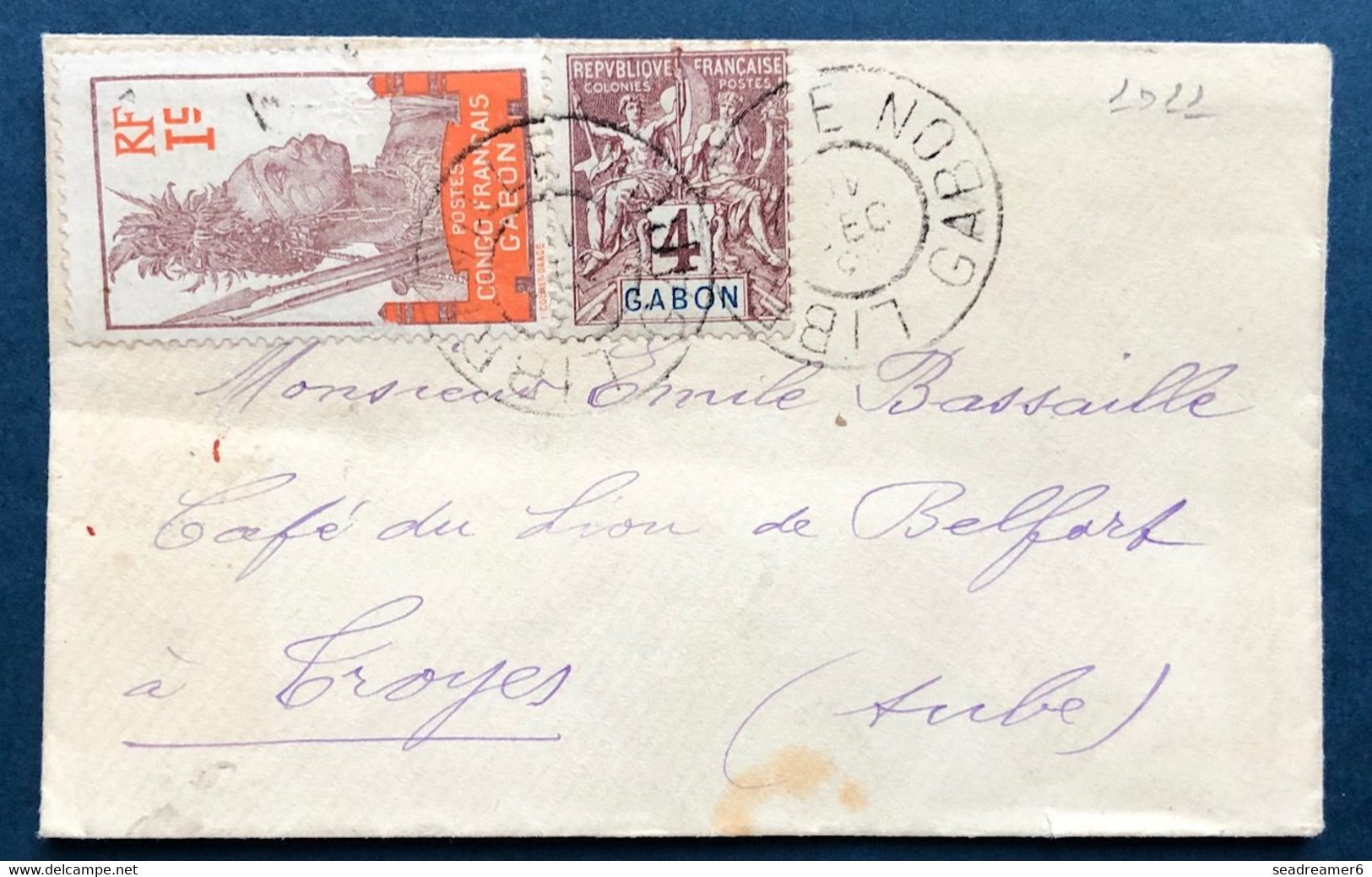 France Colonies Françaises Petite Lettre Gabon 1911 Groupe N°18 & N°33 Obl Libreville Pour Troyes Superbe - Covers & Documents