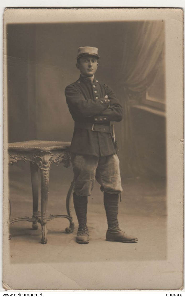 Carte Photo Poilu Uniforme De Fortune 1915 - 1914-18