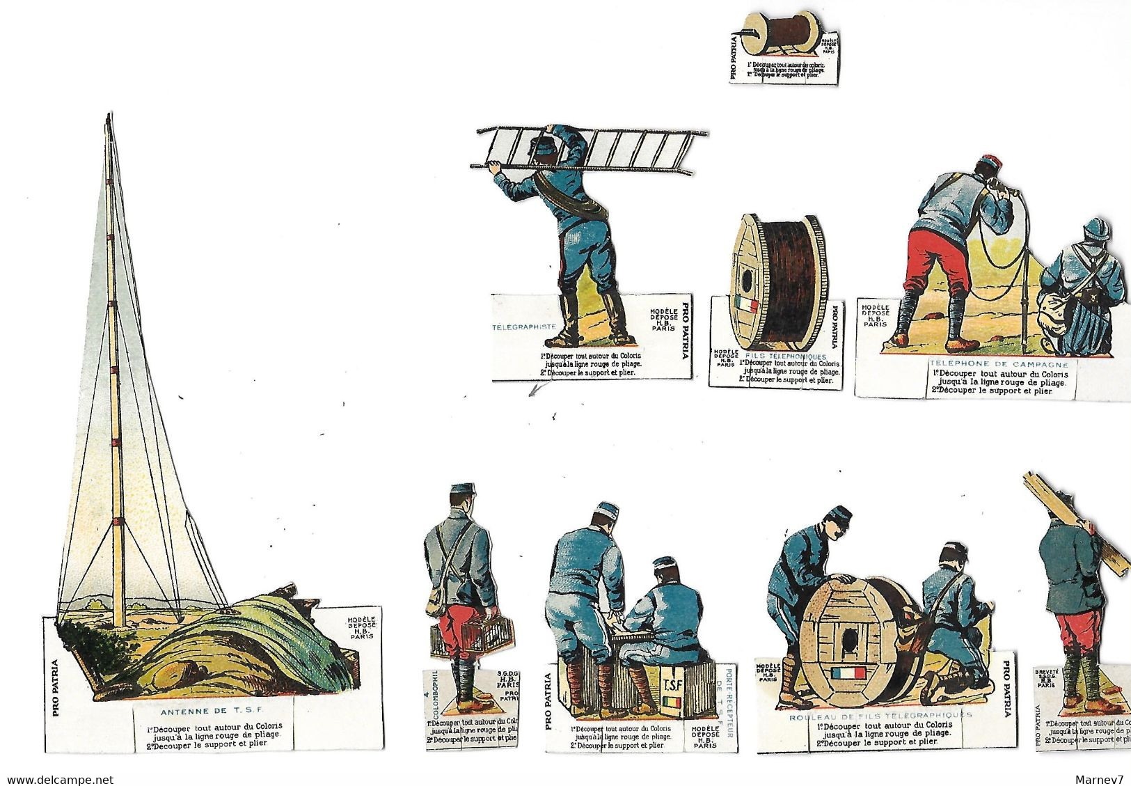 Ensemble De 9 Figurines Cartonnées Thème Militaire - Avec Pied Support à Plier Pour Présentation. - Andere & Zonder Classificatie