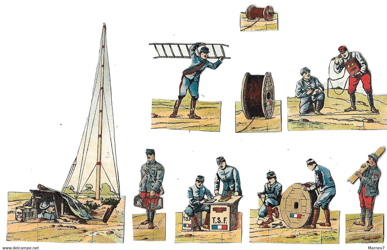 Ensemble De 9 Figurines Cartonnées Thème Militaire - Avec Pied Support à Plier Pour Présentation. - Altri & Non Classificati