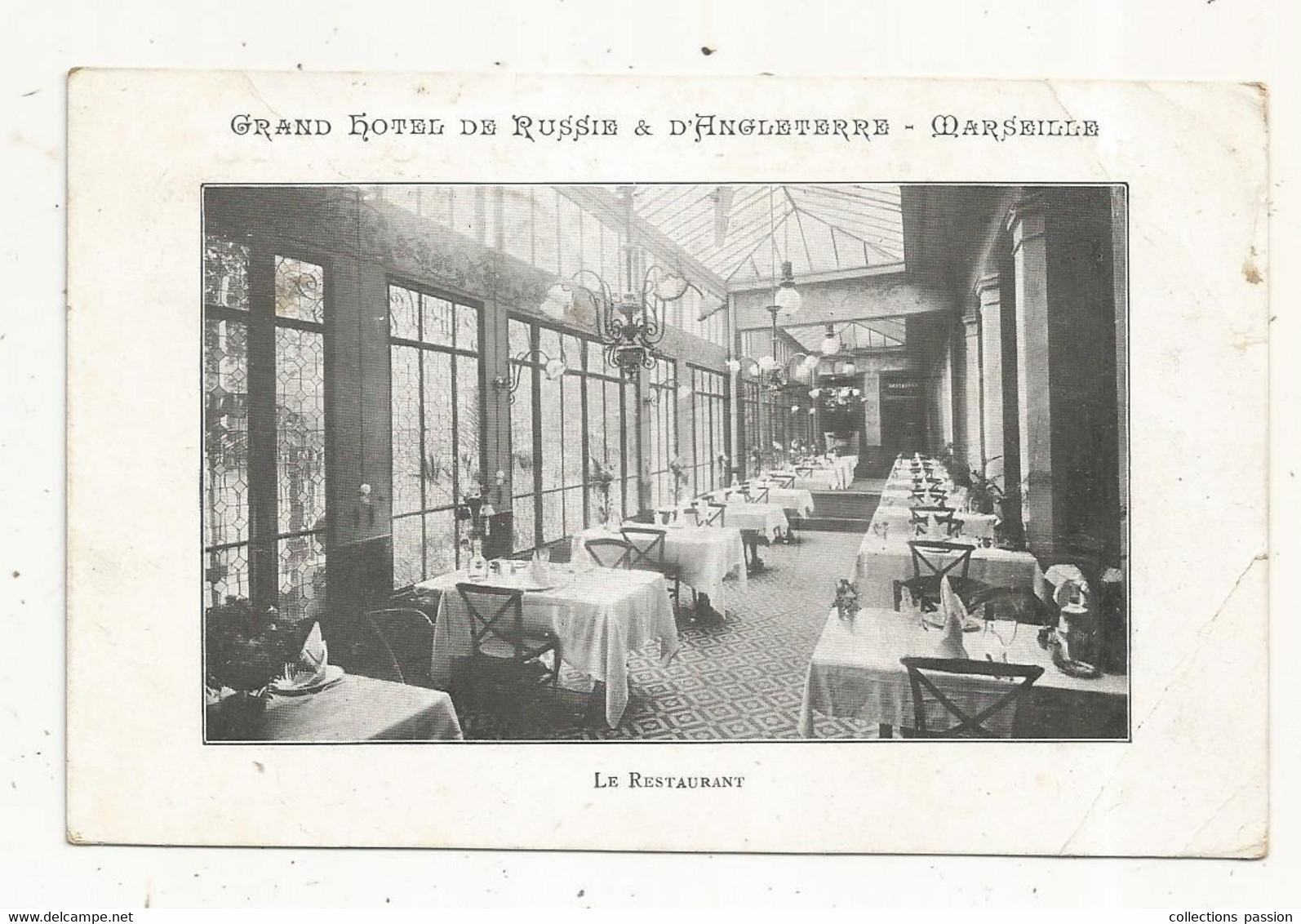 Cp , Grand HÔTEL De RUSSIE & D'ANGLETERRE , 13 ,  MARSEILLE , Le Restaurant ,voyagée - Hotels & Gaststätten