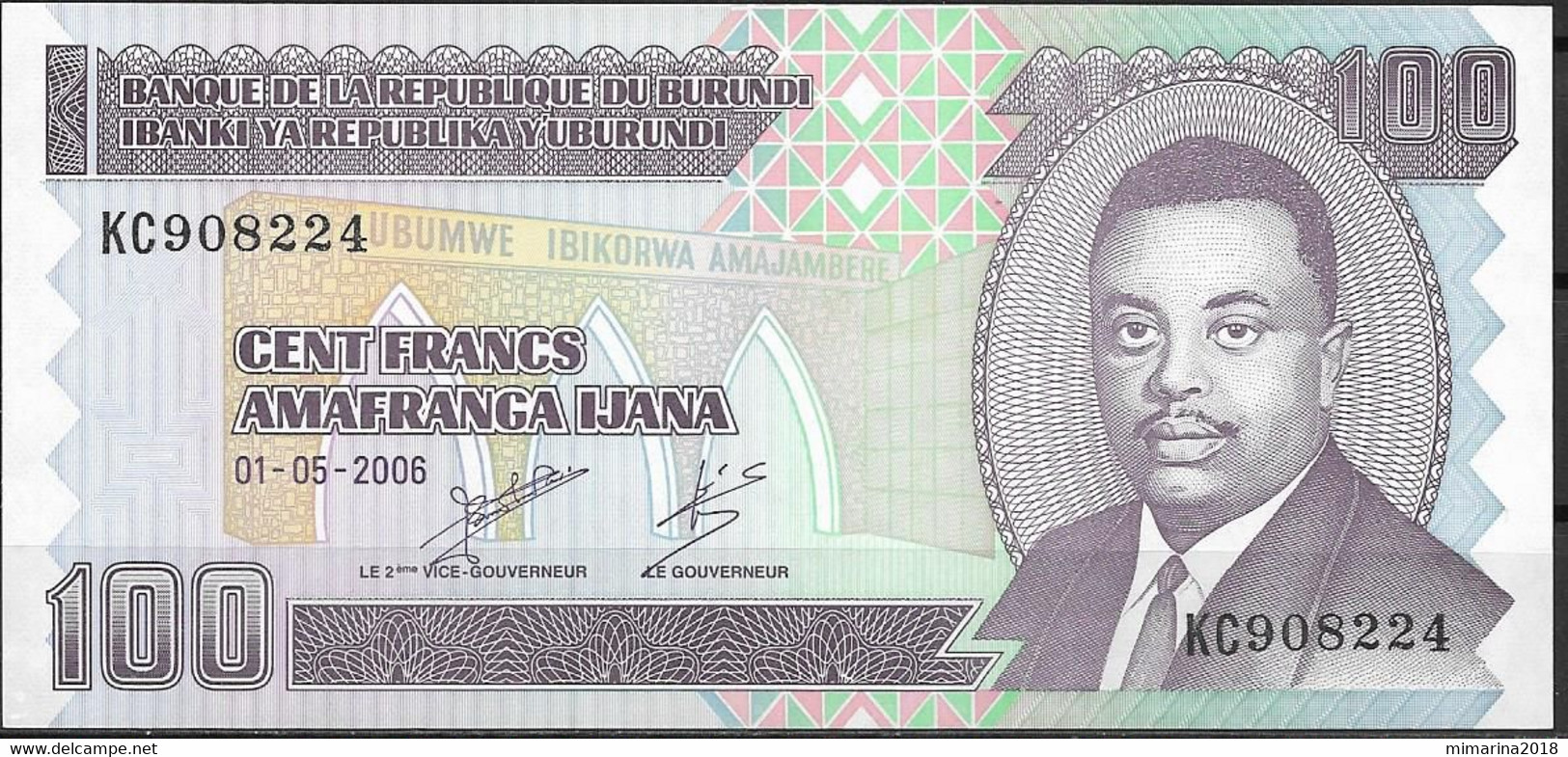 BURUNDI  UNC  100 FRANCOS  2006  PREFIX KC  P37E - Burundi