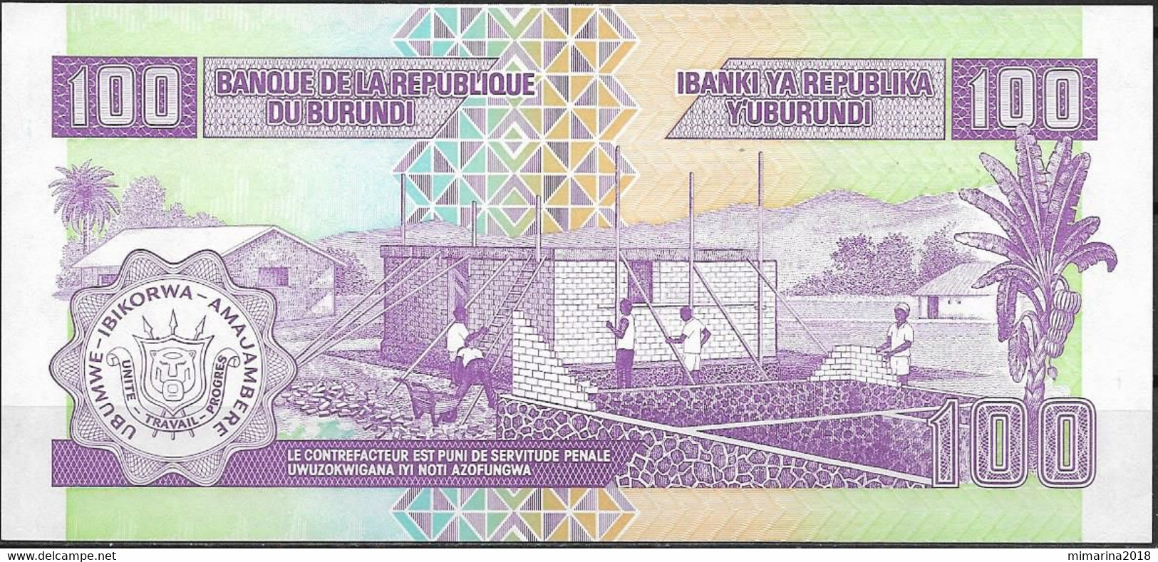 BURUNDI  UNC  100 FRANCOS  2006  PREFIX KC  P37E - Burundi