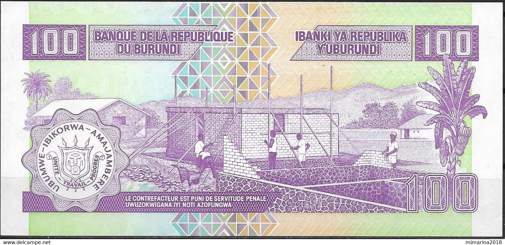 BURUNDI  UNC  100 FRANCOS  2006  PREFIX KW  P37E - Burundi