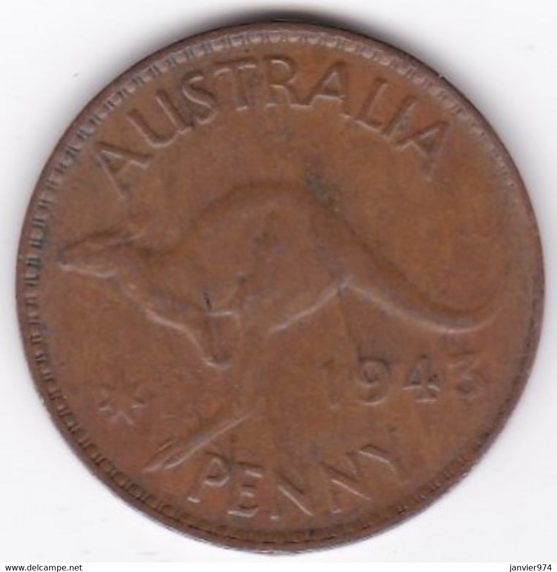 Australie . 1 Penny 1943 , George VI, En Bronze ,  KM# 36 - Penny