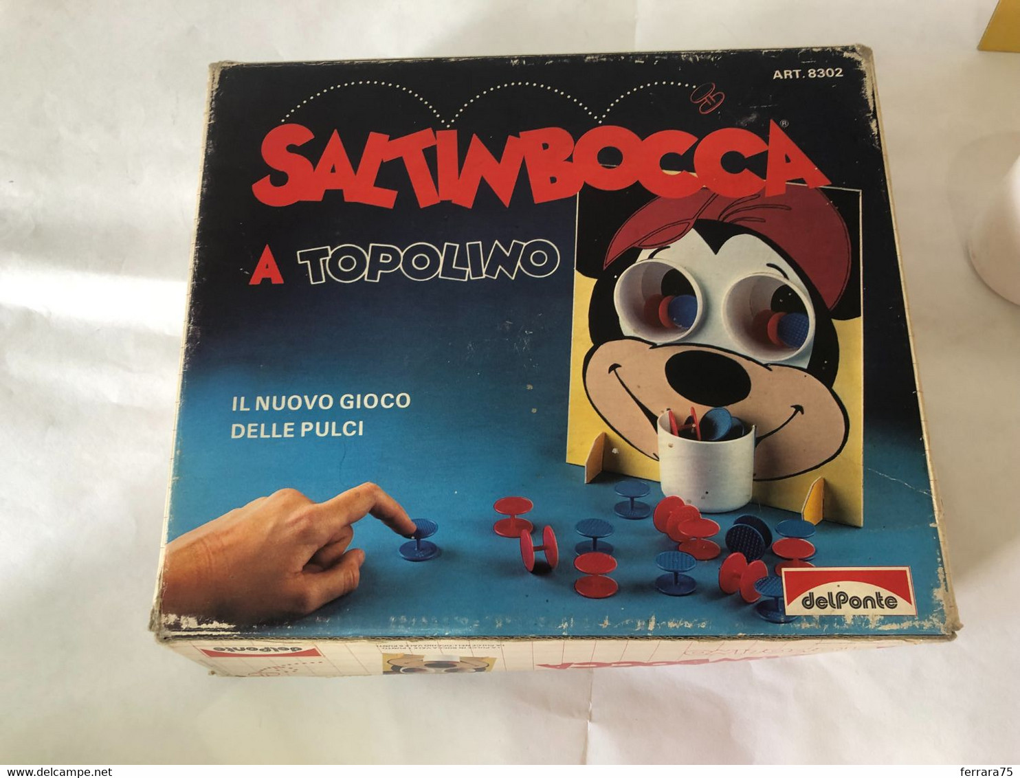 WALT DISNEY GIOCO IN SCATOLA SALTINBOCCA A TOPOLINO IL GIOCO DELLE PULCI DELPONTE VINTAGE.