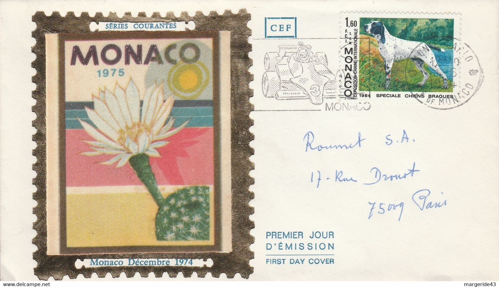 MONACO LETTRE  POUR LA FRANCE 1984 - Briefe U. Dokumente