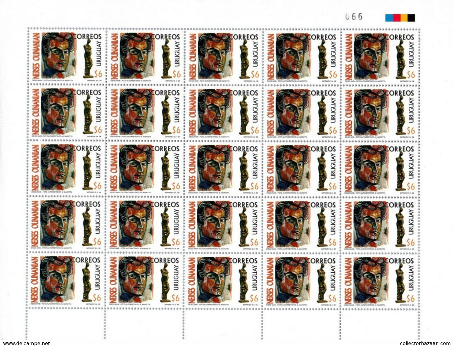 Nerses Ounanian Sculpture Armenia Motherhood URUGUAY Sc#17512 MNH Full Sheet X25 - Scultura