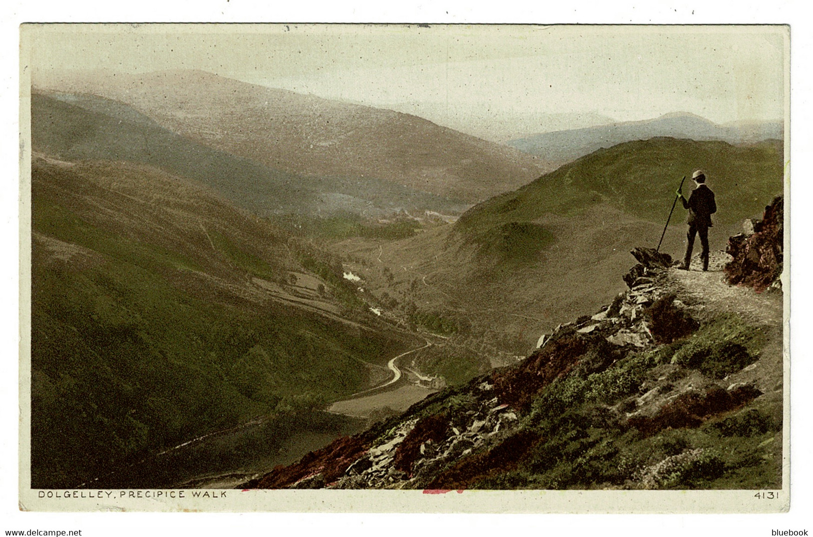 Ref 1493 - 1920's Postcard - Man Walking Precipice Walk Dolgelly Merionethshire Wales - Merionethshire