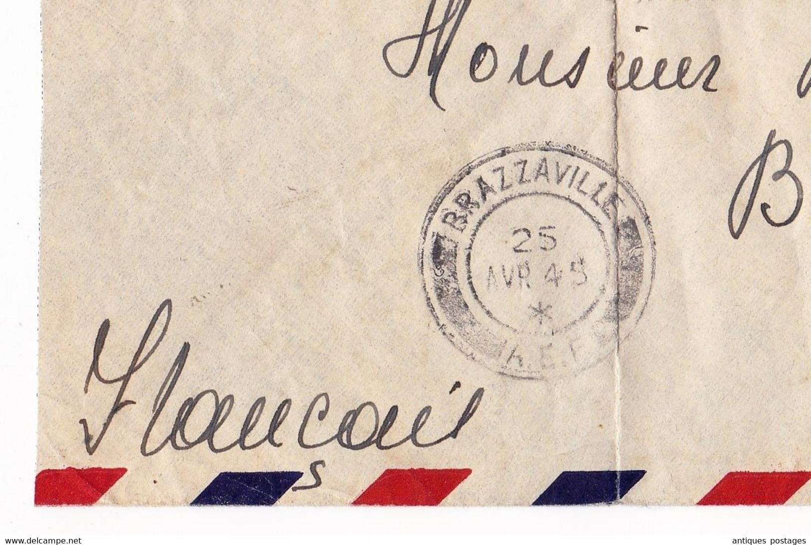 Lettre Brazzaville 1945 Congo A.E.F. Leopoldville Congo Belge Costermansville Bukavu - Brieven En Documenten