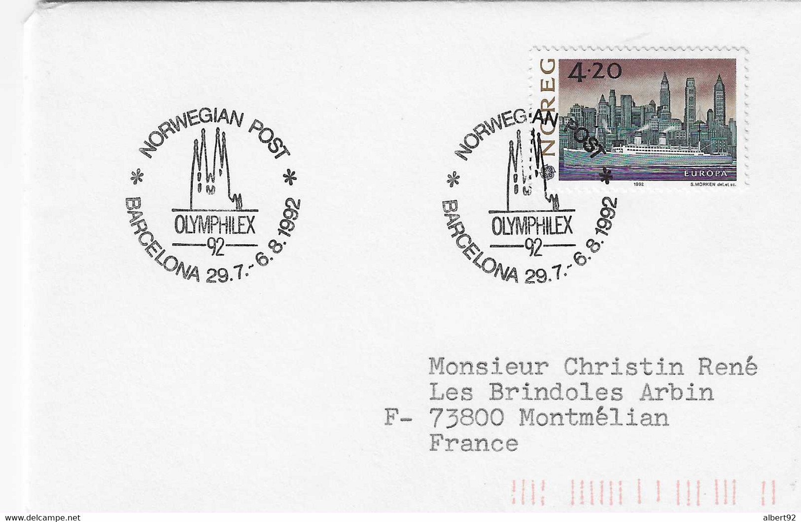 1992 La Poste Norvégienne Aux Jeux Olympiques D'été De Barcelone ( Olymphilex 92 ).. - Hiver 2002: Salt Lake City