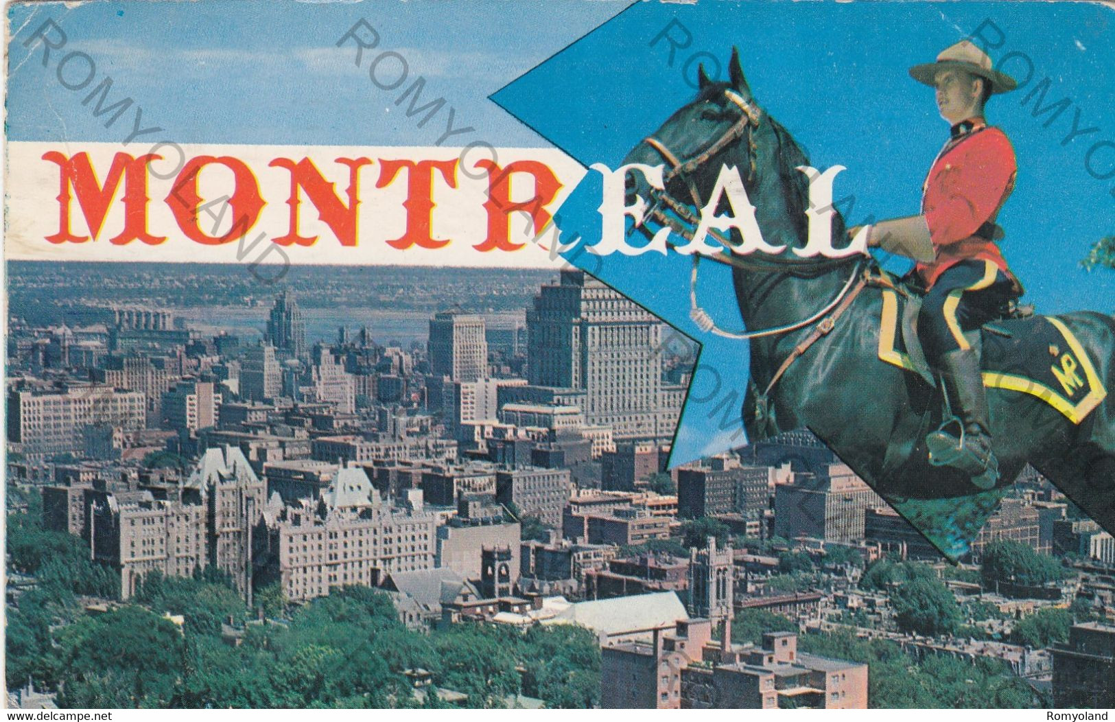 CARTOLINA  MONTREAL,QUEBEC,CANADA,BUSINESS DISTRICT FROM MOUNT ROYAL,ROYAL CANADIAN MOUNTED POLICE,VIAGGIATA 1963 - Cartes Modernes