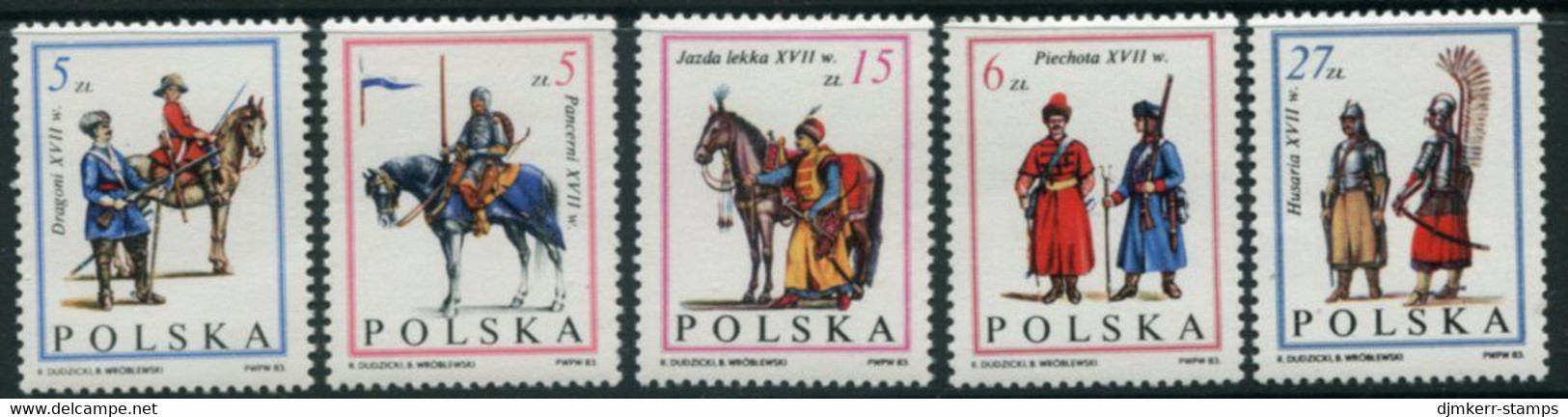 POLAND 1983 Tercentenary Of Relief Of Vienna  I: Military Uniforms MNH / **  Michel 2870-74 - Unused Stamps