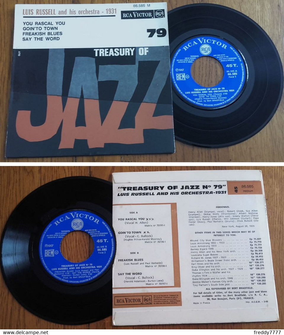 RARE French EP 45t RPM BIEM (7") LUIS RUSSEL (Treasury Of Jazz N°79, 3/1968) - Jazz