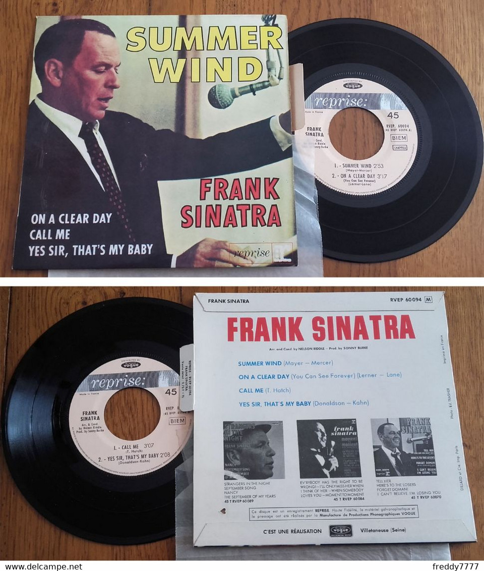 RARE French EP 45t RPM BIEM (7") FRANK SINATRA (Lang, 1966) - Jazz