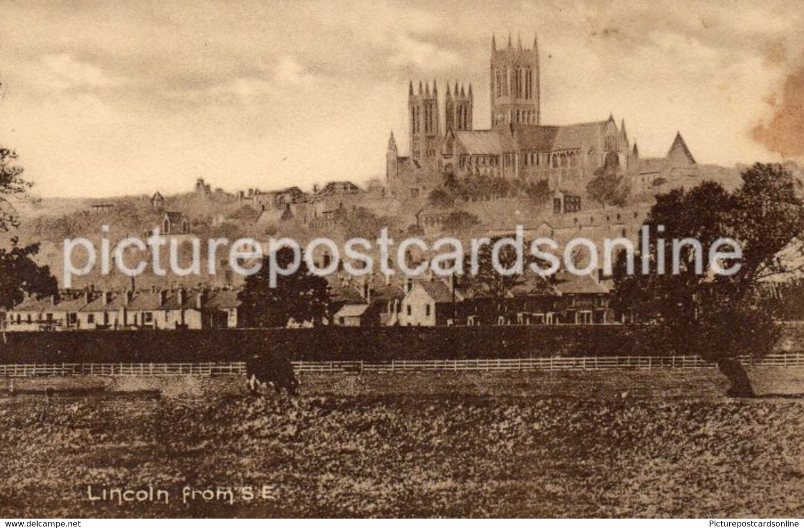 LINCOLN FROM SOUTH EAST OLD B/W POSTCARD LINCOLNSHIRE - Lincoln