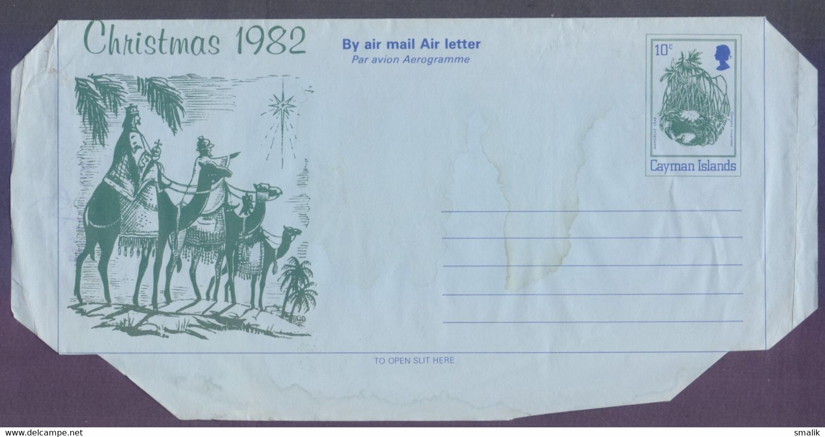 CAYMAN ISLANDS Postal Stationery 1982 - 10c Aerogramme On Christmas, Camels, Unused As Per Scan - Iles Caïmans