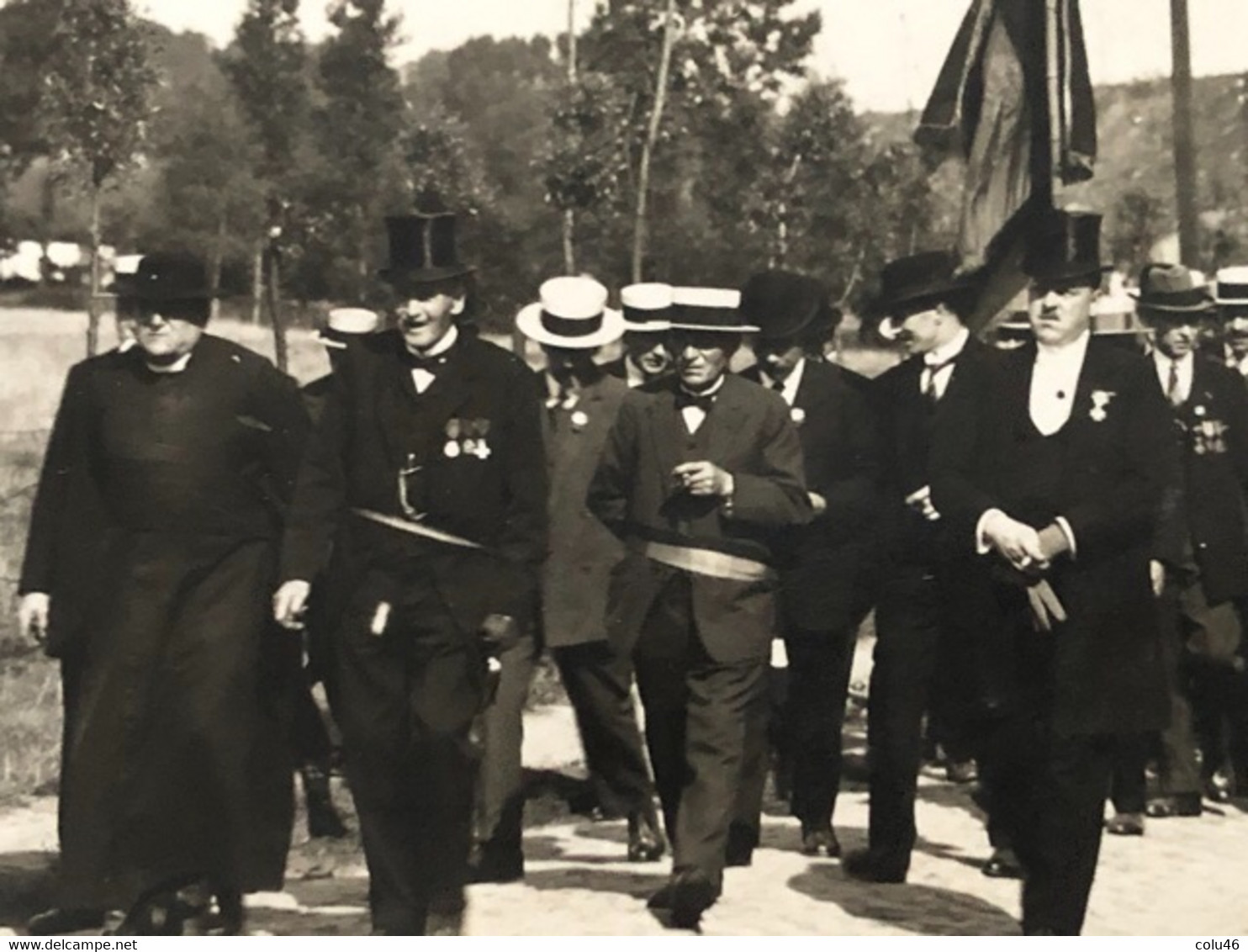 Carte Photo Fête Procession 100 Ans Indépendance Belgique 1930 Huizingen Onafhankelijkheid Belgïe Officiels Gendarmes - Beersel