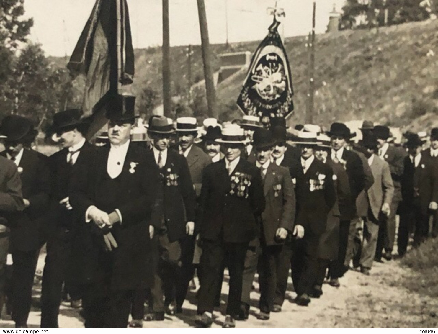 Carte Photo Fête Procession 100 Ans Indépendance Belgique 1930 Huizingen Onafhankelijkheid Belgïe Officiels Gendarmes - Beersel