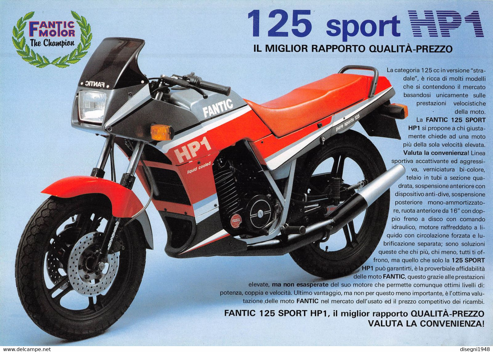 09871 "FANTIC 125 SPORT HP1"  VOLANTINO ILLUSTRATO ORIGINALE - Motos