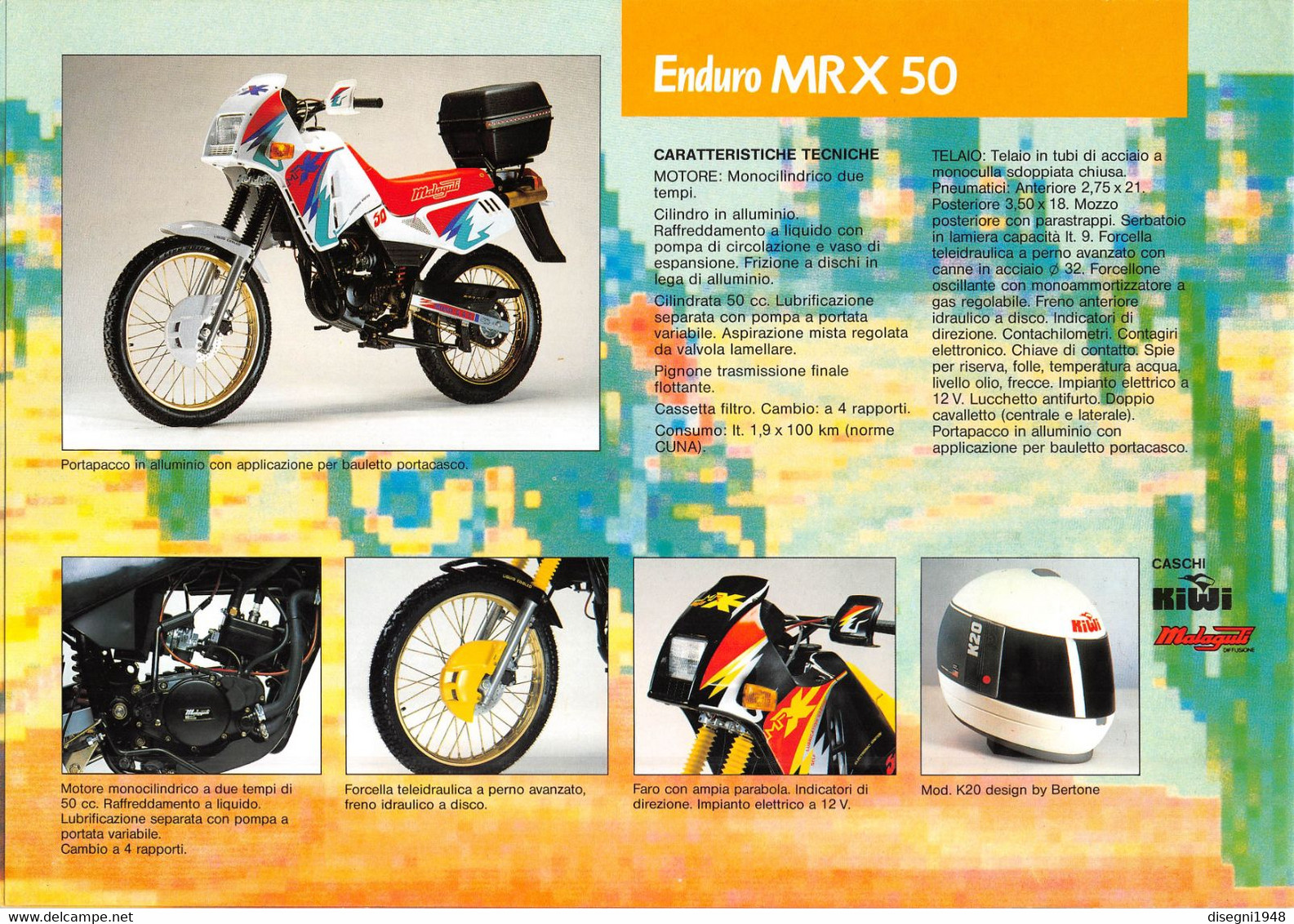 09873 "MALAGUTI MRX 50"  PIEGHEVOLE ILLUSTRATO ORIGINALE - Motor Bikes