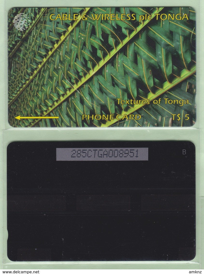 Tonga - 1995 Second Issue - Textures - $5 Green  - TON-4d - "285CTGA" - VFU - Tonga