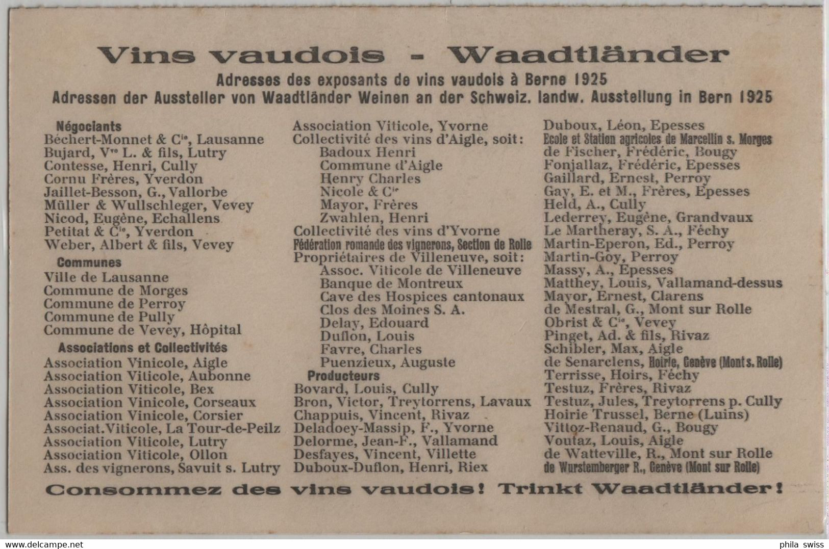 Vignoble Vaudois - Rebberge Im Waadtland Vigneto Vodese - Landwirtschaftliche Ausstellung In Bern 1925 - Le Vaud