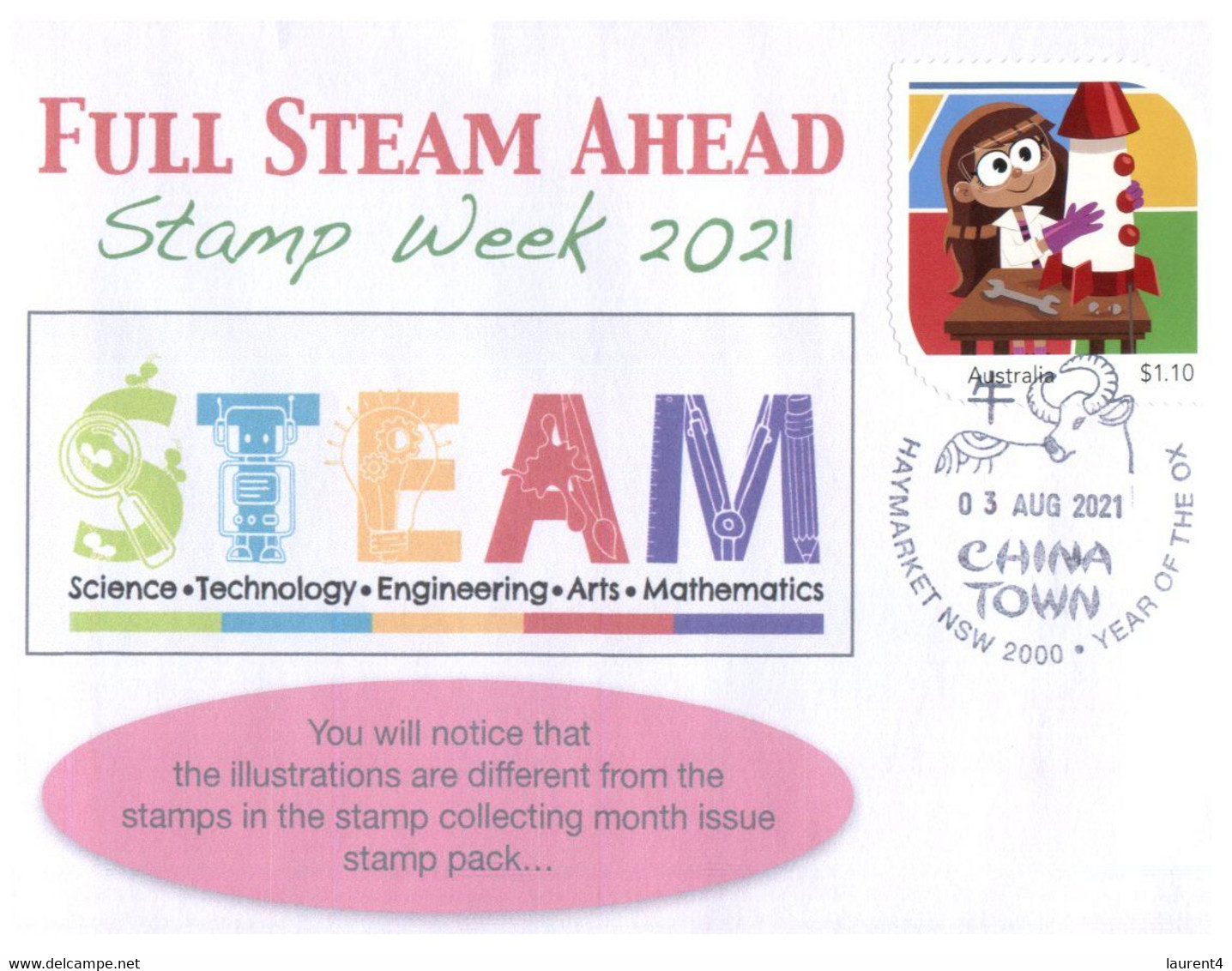 (YY 6 A) Australia  Stamp Week New Australia Post Stamp - Cover Postmarked 3 August 2021 (1st Day Of Issue) - Storia Postale