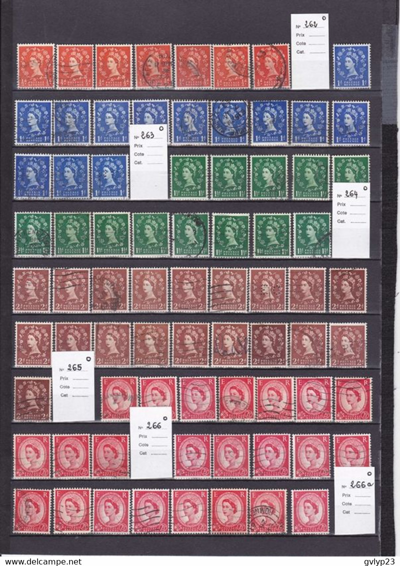 ELISABETH II UN LOT DE 230 TIMBRES OBLITéRéS 1952 - Feuilles, Planches  Et Multiples