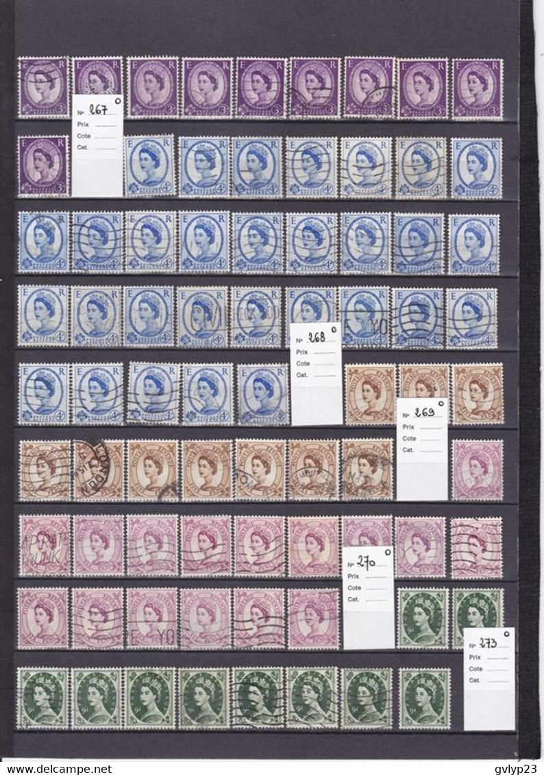 ELISABETH II UN LOT DE 230 TIMBRES OBLITéRéS 1952 - Feuilles, Planches  Et Multiples