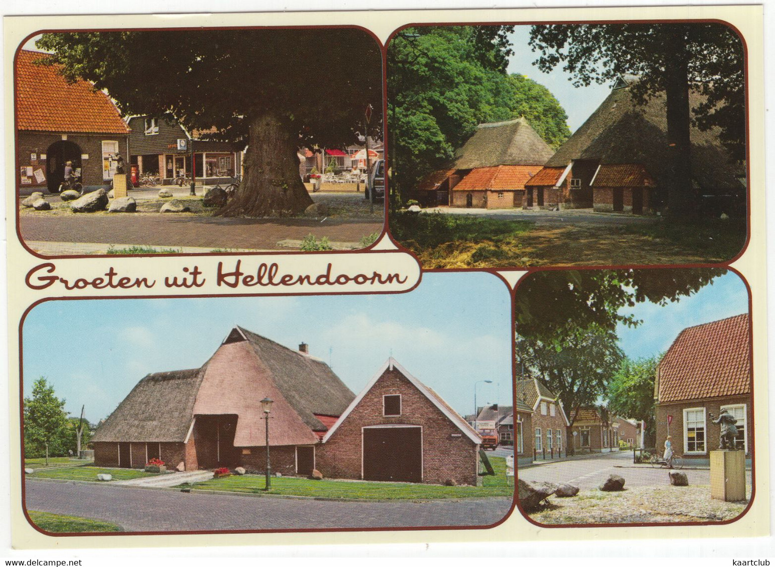 Groeten Uit Hellendoorn - Rode Brandstof-pomp, 'Gazelle' Neon, Rietgekapte Boerderij -  (Overijssel - Nederland) - Hellendoorn