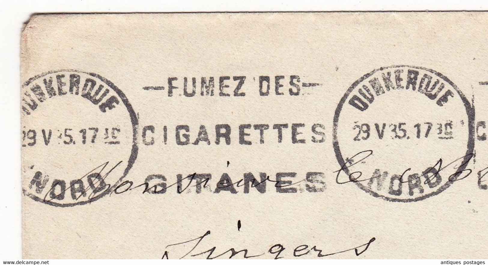 Lettre 1935 Dunquerke Nord Cassel Flamme Fumez Des Cigarettes Gitanes Tabac - 1932-39 Peace