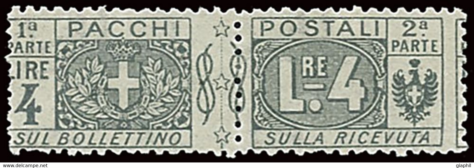 ITALY ITALIA REGNO 1914 PACCHI POSTALI 4 LIRE (Sass. 15) NUOVO MLH * OFFERTA! - Paketmarken