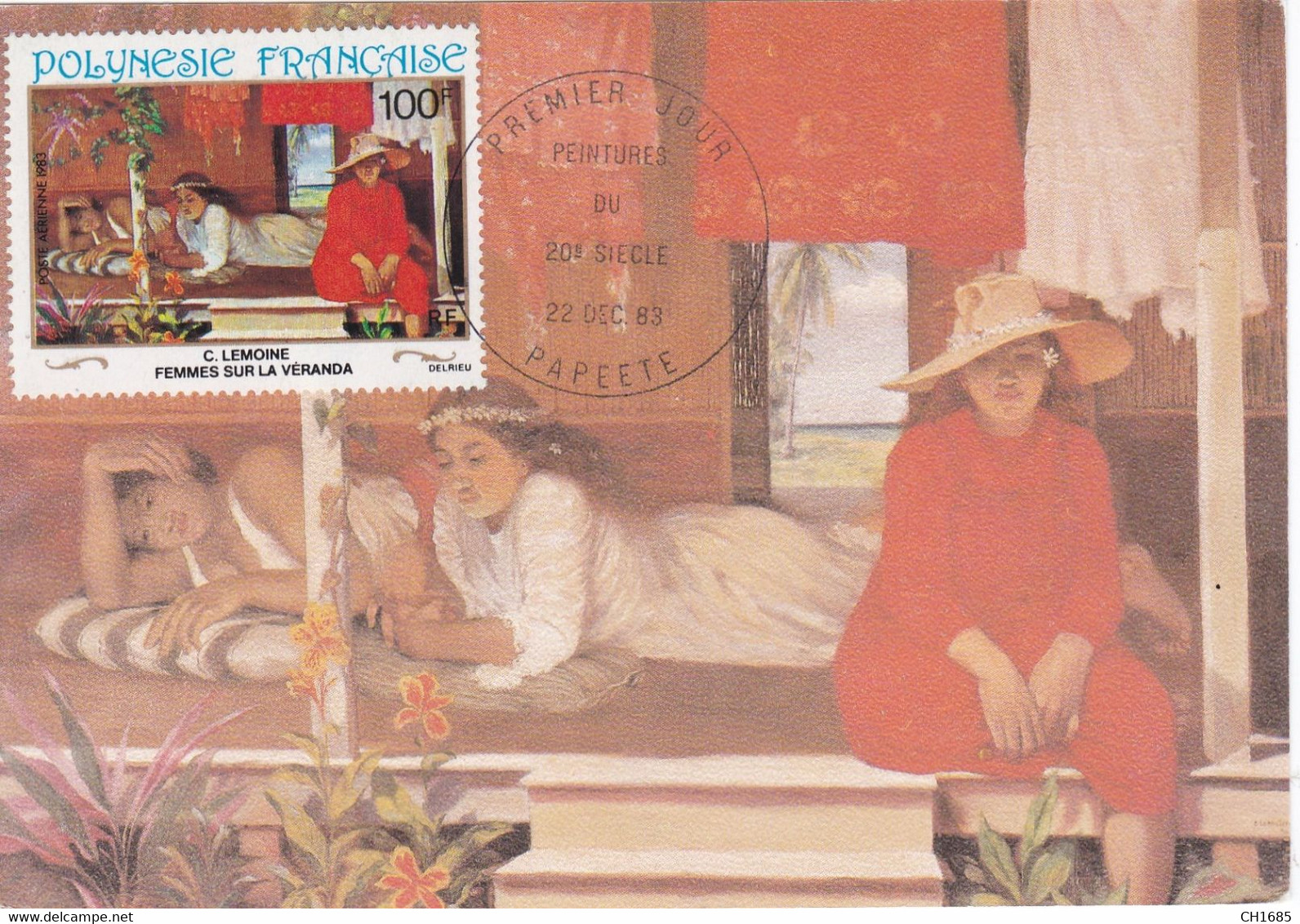 POLYNESIE :  Carte Maximum :  Peintures Du 20ème Siècle " Femmes Sur La Véranda " Delrieu Oblitération Papeete 1983 - Maximum Cards