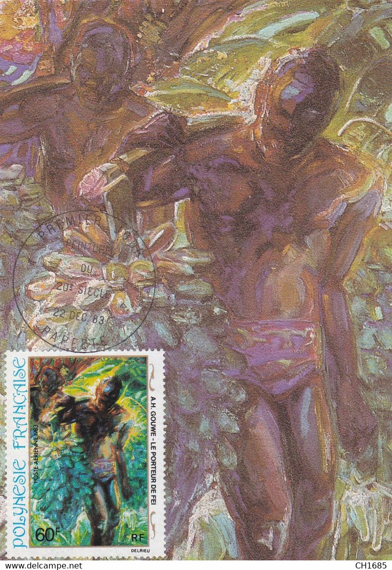 POLYNESIE :  Carte Maximum :  Peintures Du 20ème Siècle " Le Porteur De Fei " A.H.Gouve Oblitération Papeete 1983 - Maximum Cards