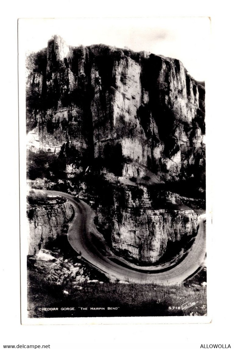 13393 " CHEDDAR GORGE-THE HAIRPIN BEND "INTERNO-VERA FOTO-CARTOLINA POST. NON SPED. - Cheddar
