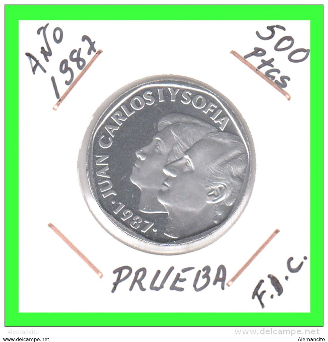 ESPAÑA PRUEBA DE ANVERSO EN PLATA DE LA MONEDA DE 500 PESETAS DE 1987. REVERSO ACUÑADO COMO PRUEBA. ESPAÑA - 1987 - 500 Pesetas