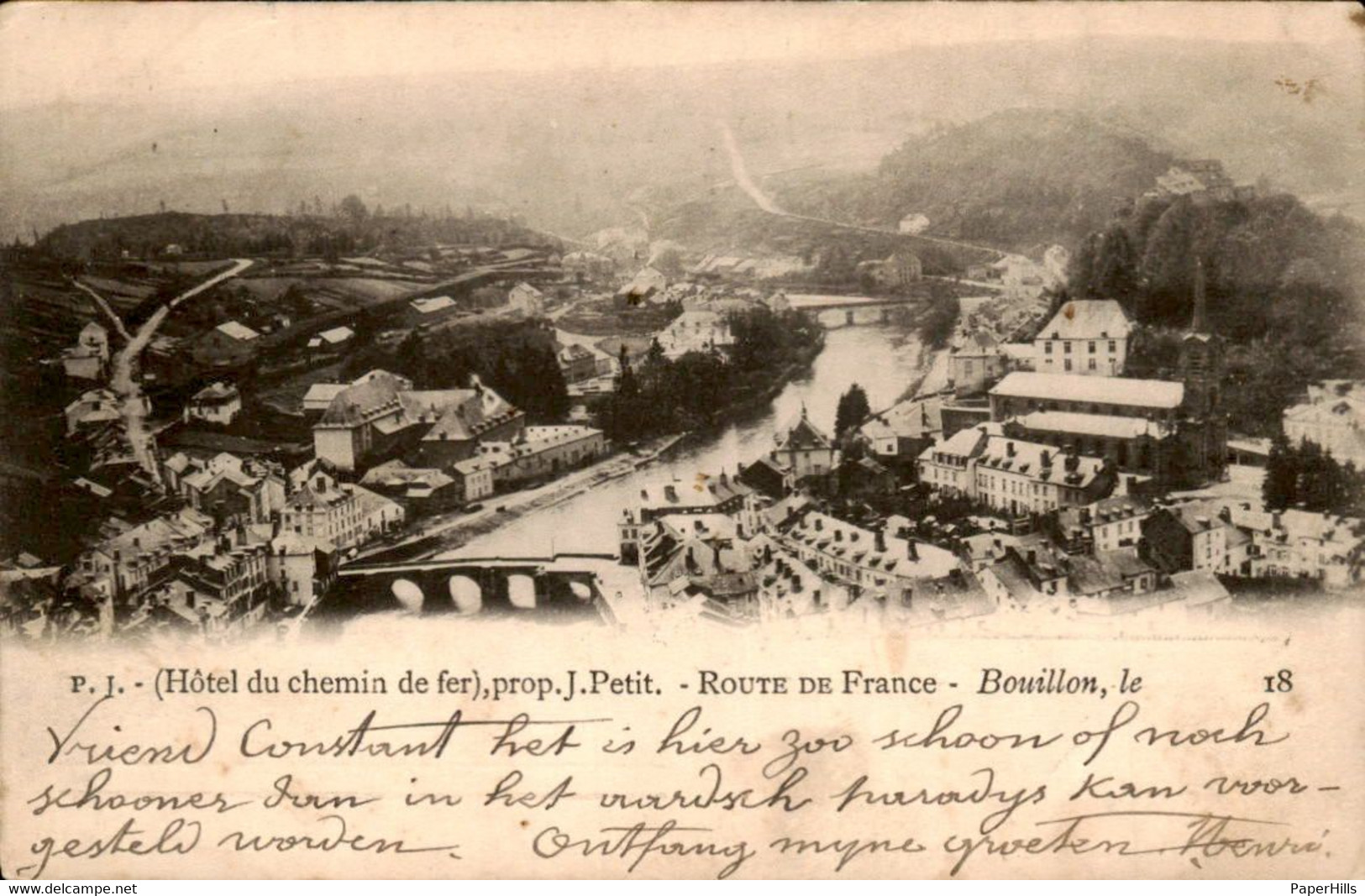 België - Bouillon - Route De France Hotel Du Chemin Fer - 1899 - Autres & Non Classés