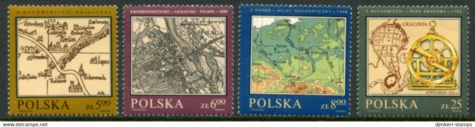 POLAND 1982 Historic Maps MNH / ** Michel 2844-47 - Unused Stamps