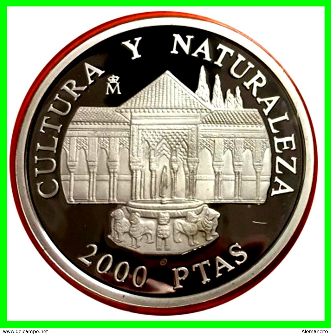 ESPAÑA 1995 – II SERIE CULTURA Y NATURALEZA - 2.000 PESETAS PLATA ( 8 REALES )- (PATIO DE LOS LEONES) - 2 000 Pesetas