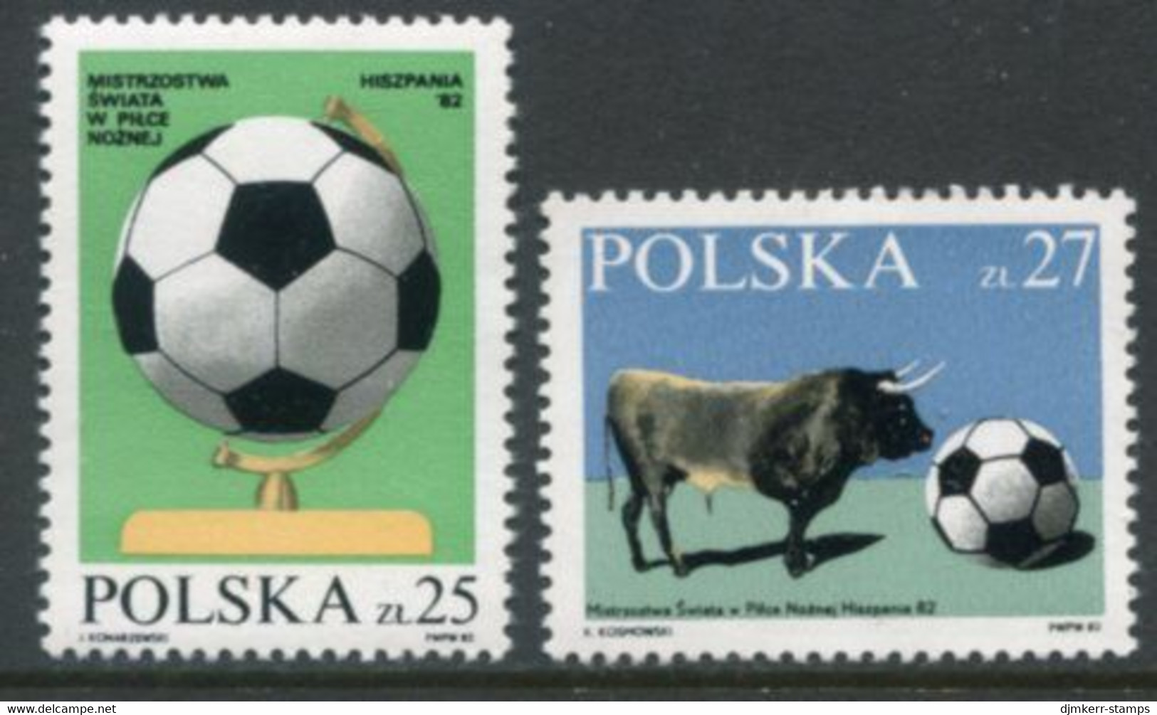 POLAND 1982 Football World Cup MNH / **.  Michel 2812-13 - Unused Stamps