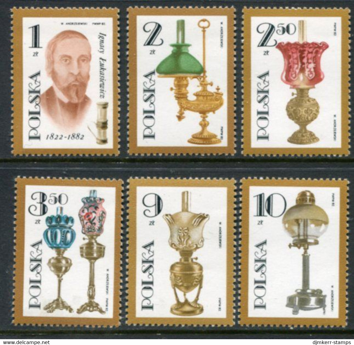 POLAND 1982 Lukasiewicz Centenary: Oil Lamps MNH / **.  Michel 2799-804 - Nuovi