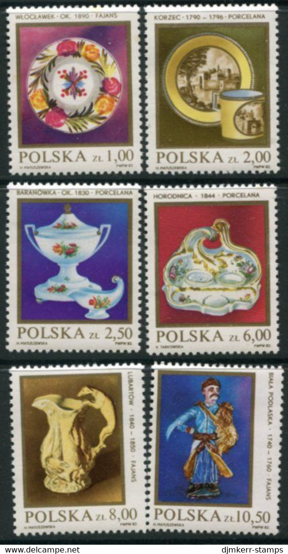POLAND 1982 Porcelain II MNH / **.  Michel 2793-98 - Unused Stamps