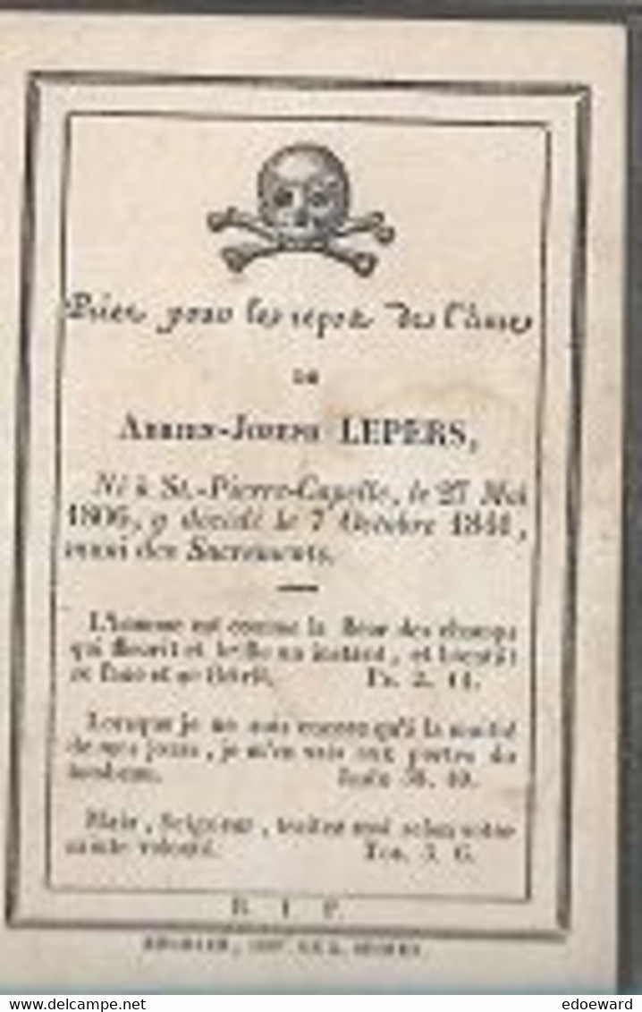 15 08 /   DP  ° ST PIERR CAPELLE 1806 + 1841   ADRIEN LEPERS - Religion &  Esoterik