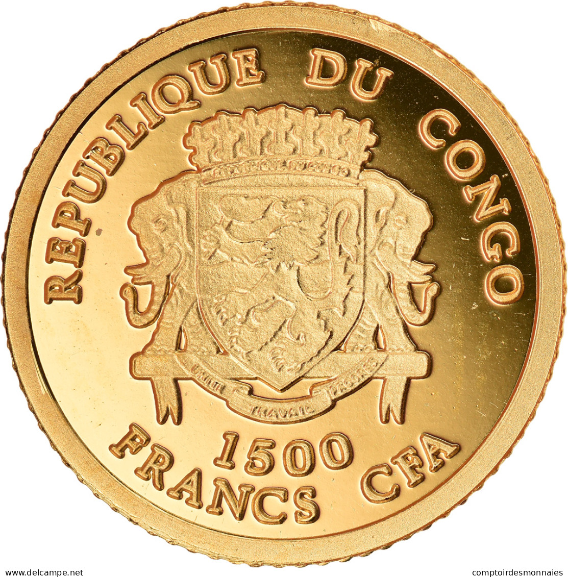 Monnaie, Congo, Napoléon Bonaparte, 1500 Francs CFA, 2007, FDC, Or - Congo (République Démocratique 1998)