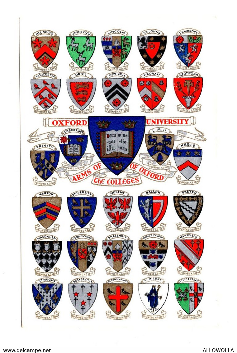 13405 " OXFORD UNIVERSITY-ARMS OF OXFORD-THE COLLEGES " -CARTOLINA POST. NON SPED. - Oxford