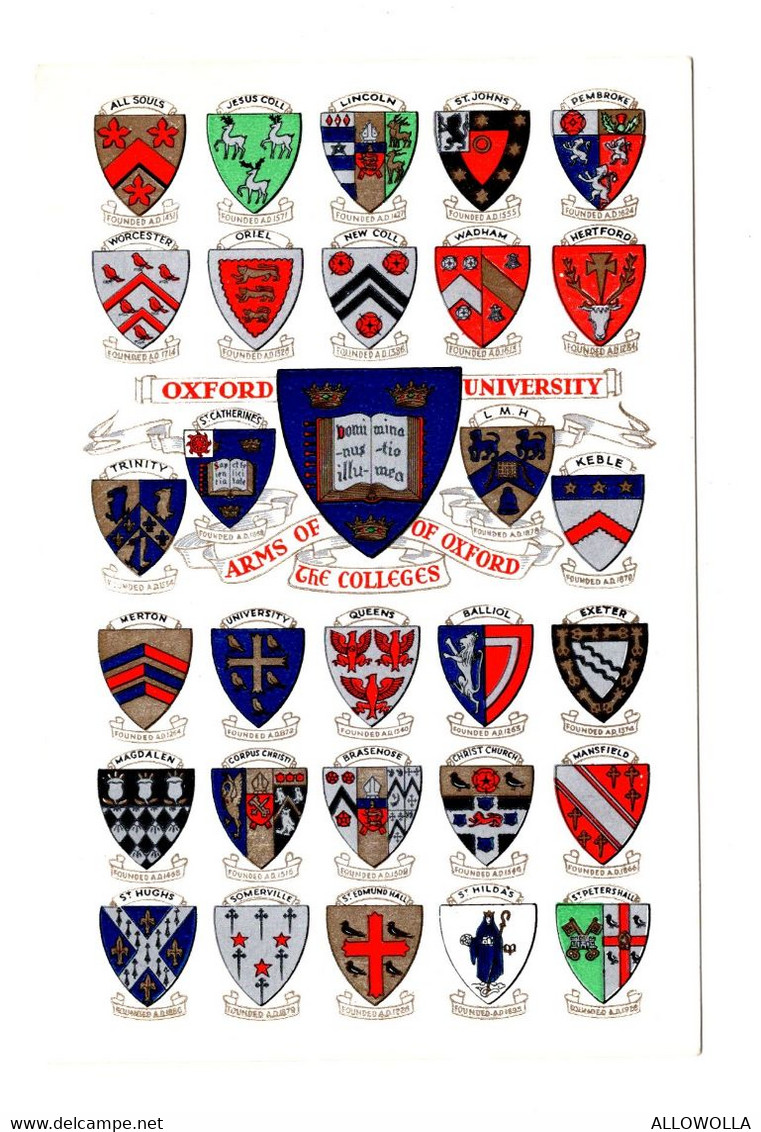 13406 " OXFORD UNIVERSITY-ARMS OF OXFORD-THE COLLEGES " -CARTOLINA POST. NON SPED. - Oxford
