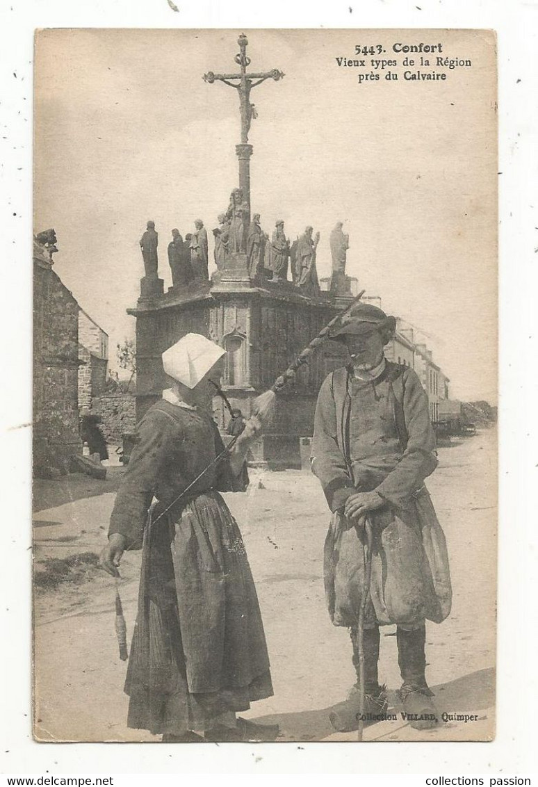 Cp , 29 , CONFORT , Vieux Types De Larégion Prés Du Calvaire ,voyagée 1922 - Confort-Meilars